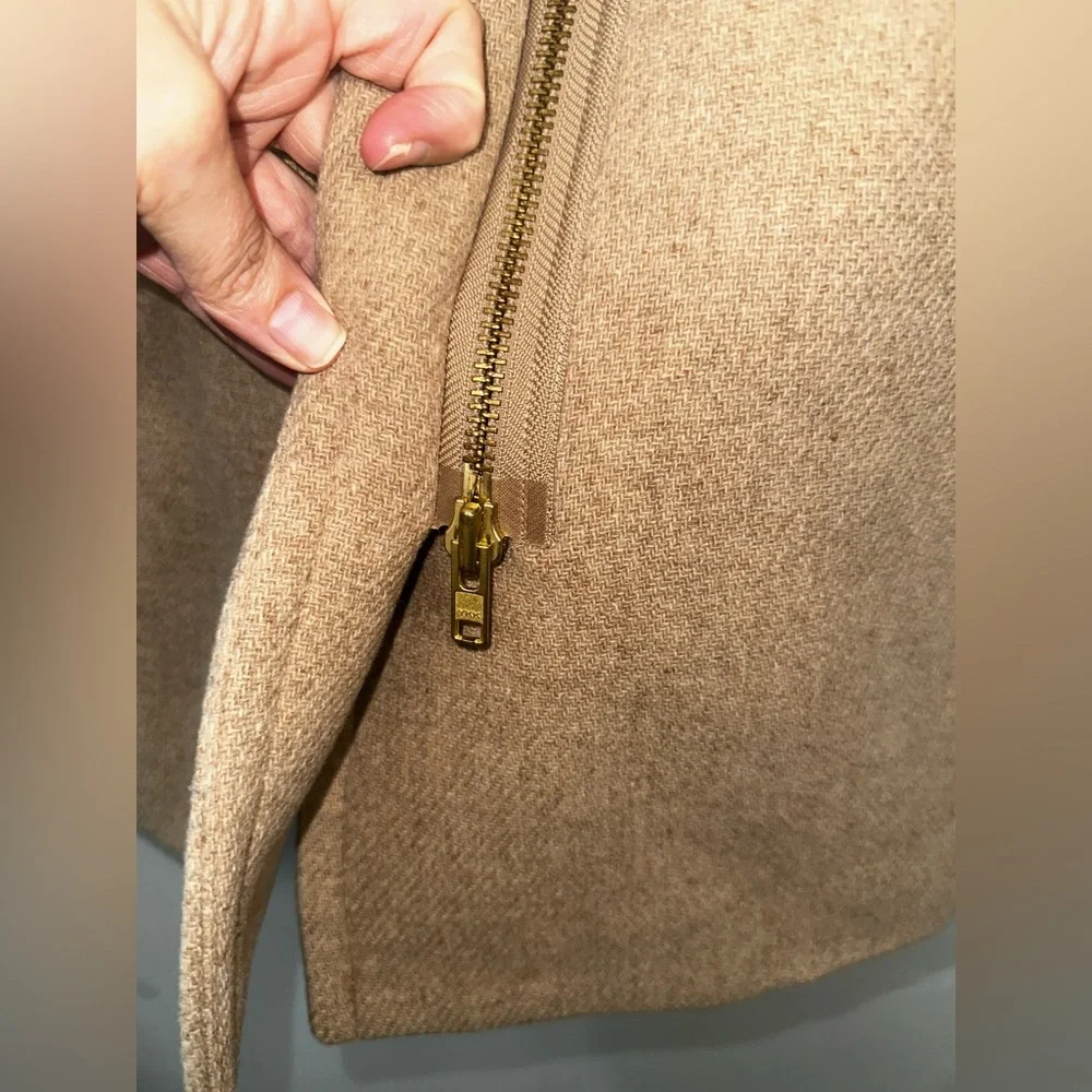 J.Crew Stadium-Cloth Cocoon Coat in Camel Beige Size 2 - Italian Nello Gori Wool - Picture 6 of 11